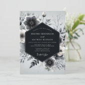 Slate Gray Botanical Romance Wedding 招待状 (スタンド正面)