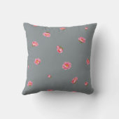 Slate Gray Japanese Winter Peony Floral Pattern クッション (裏面)