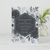Slate Gray Moody Floral Wedding 招待状 (スタンド正面)