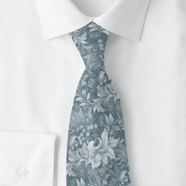 Slate Gray Ornate Botanical ネクタイ