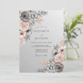 Slate Gray Polished Botanical Wedding 招待状 (スタンド正面)