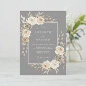 Slate Gray Timeless Romantic Wedding 招待状 (スタンド正面)