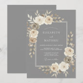 Slate Gray Timeless Romantic Wedding 招待状 (正面/裏面)