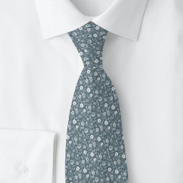 Slate Gray Tiny Flowers ネクタイ