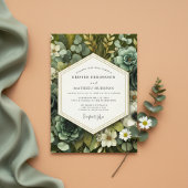 Slate Green Botanical Opulence Wedding 招待状