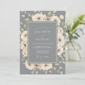 Slate Grey Ornate Formal Wedding 招待状 (スタンド正面)
