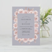 Slate Grey Romantic Floral Wedding 招待状 (スタンド正面)