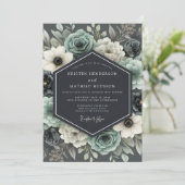 Slate & Ivory Moody Floral Wedding 招待状 (スタンド正面)
