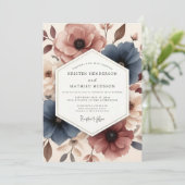 Slate Mauve Watercolor Wedding 招待状 (スタンド正面)