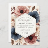 Slate Mauve Watercolor Wedding 招待状 (正面/裏面)