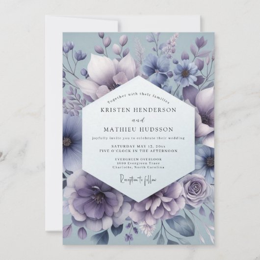 Slate Mystic Bloom Wedding 招待状 (正面)