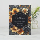 Slate Ochre Baroque Wedding 招待状 (スタンド正面)