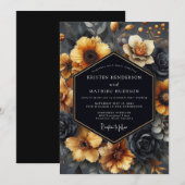 Slate Ochre Baroque Wedding 招待状 (正面/裏面)