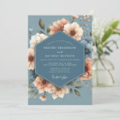Slate & Peach Anemone Wedding 招待状 (スタンド正面)