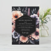 Slate Peach Nocturnal Bloom Wedding 招待状 (スタンド正面)