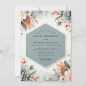 Slate Peach Painterly Wedding 招待状 (正面)