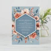Slate Peach Poetic Flora Wedding 招待状 (スタンド正面)