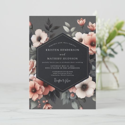 Slate Petal Twilight Wedding 招待状 (スタンド正面)