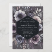 Slate Purple Floral Moody Wedding 招待状 (正面)