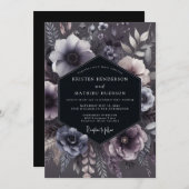 Slate Purple Floral Moody Wedding 招待状 (正面/裏面)