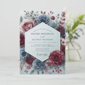 Slate Rouge Somber Flora Wedding 招待状 (スタンド正面)