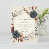 Slate Russet Artful Bloom Wedding 招待状 (スタンド正面)