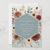 Slate Rust Autumnal Wedding 招待状 (正面)
