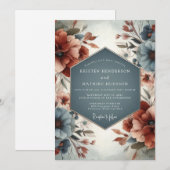 Slate & Sienna Muted Floral Wedding 招待状 (正面/裏面)