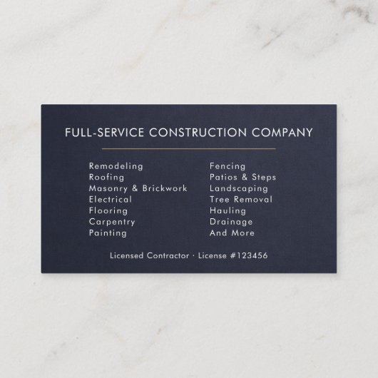 Slate Stone Building Construction Navy Blue   名刺 (裏面)