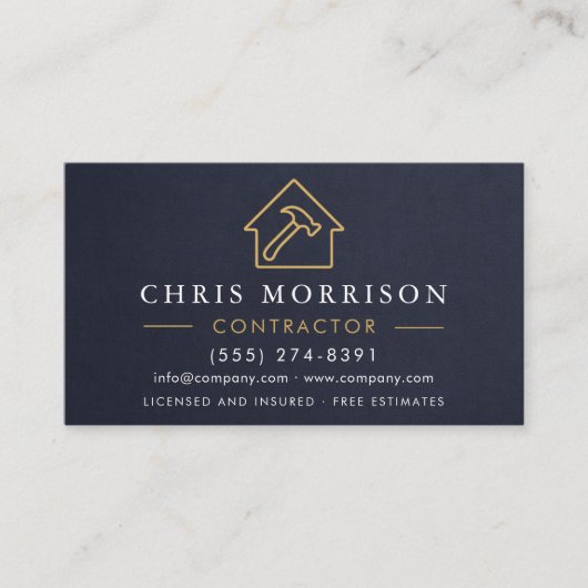 Slate Stone Building Construction Navy Blue   名刺 (正面)