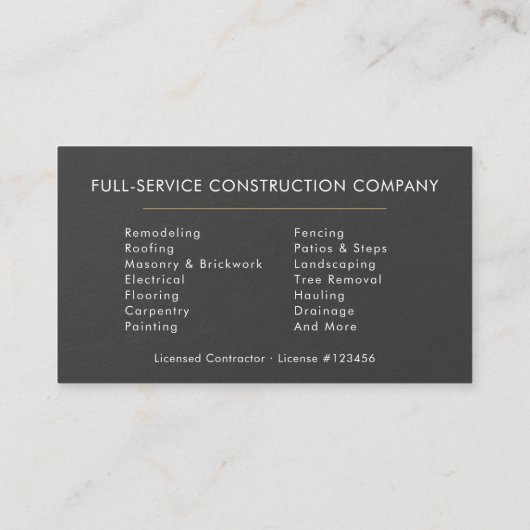 Slate Stone Gold Modern Building Construction  名刺 (裏面)