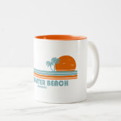 Slaughter Beach Delaware Sun Palm Trees ツートーンマグカップ (正面右)