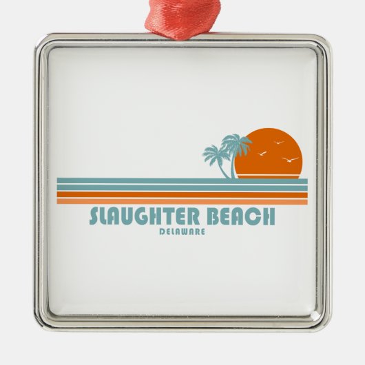 Slaughter Beach Delaware Sun Palm Trees メタルオーナメント (正面)
