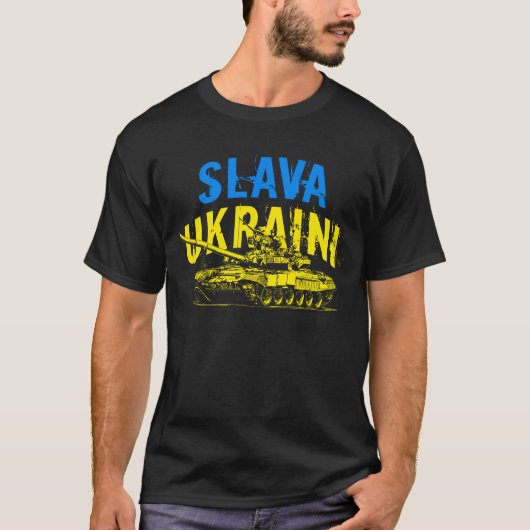Slava Ukraini Слава Україніウクライナ国旗のタンク Tシャツ (正面)