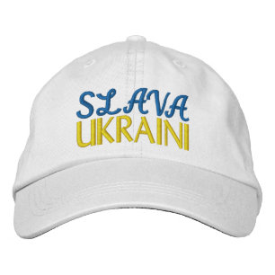 SLAVA UKRAINI "栄光へウクライナ"ブルーイエローホワイト 刺繍入りキャップ