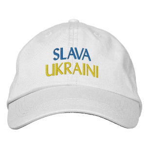 SLAVA UKRAINI "栄光へウクライナ"ブルーイエローホワイト 刺繍入りキャップ