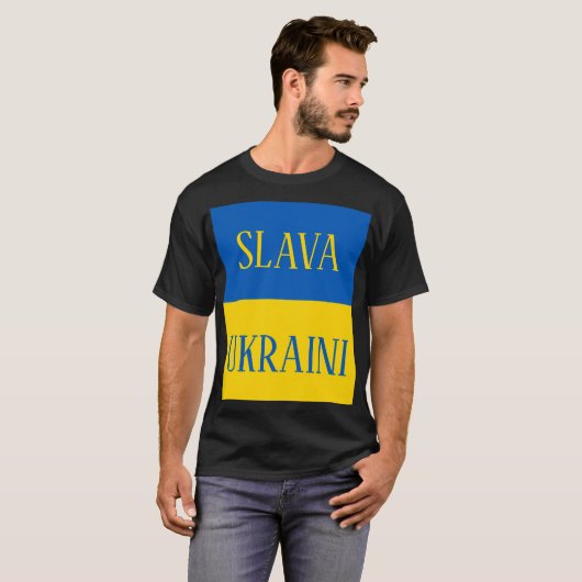 Slava Ukraini Glory to Ukraine flag Tシャツ (正面フル)
