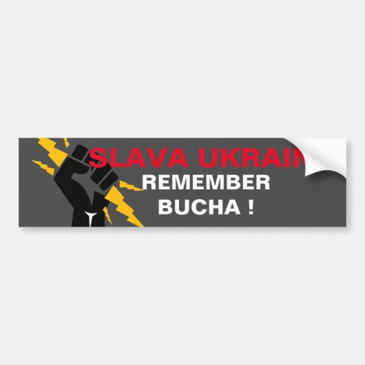 SLAVA UKRAINI REMEMBER BUCHA BUMPERステッカー バンパーステッカー (正面)