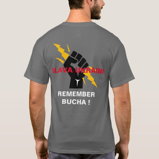 SLAVA UKRAINI REMEMBER BUCHA Tシャツ (裏面)