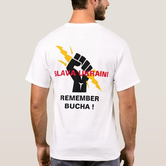 SLAVA UKRAINI REMEMBER BUCHA Tシャツ (裏面)