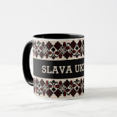 Slava Ukraini traditional vushuvanka folk art. マグカップ (正面左)