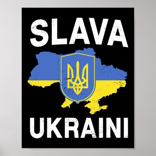 Slava Ukraini Ukraine Map Support Ukrainian Pride  ポスター (正面)