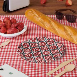 Slavic Ethnic Embroidery, Balkan Traditional ペーパープレート