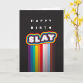 Slayハッピーバースデーカード、ゲイ誕生日カード、LGBT カード (黄色い花)
