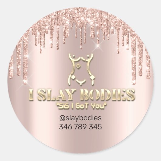 Slay体ロゴコスメティックスカルプトバラ金ゴールド ラウンドシール (正面)