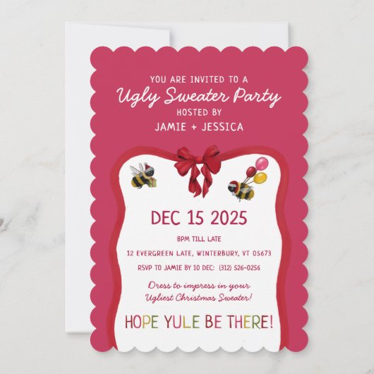 Slay Bells Ringing Ugly Christmas Sweater Party 招待状 (裏面)