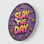 Slay the Day Colorful Purple ラージ壁時計 (傾斜)