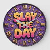 Slay the Day Colorful Purple ラージ壁時計 (正面)