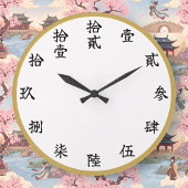Slayer-Style Kanji Calligraphy Numeral Wall Clock ラージ壁時計