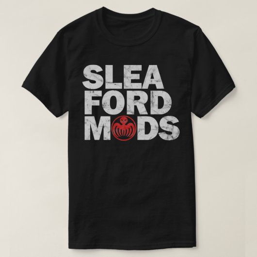 Sleaford Modsホワイトレッド擦り切れたルック Tシャツ (デザイン正面)